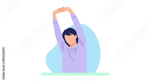 Woman Stretching Arms Upwards in Relaxation.