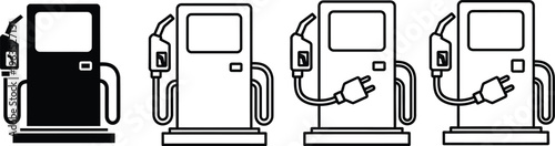 Four gas pump stations illustration