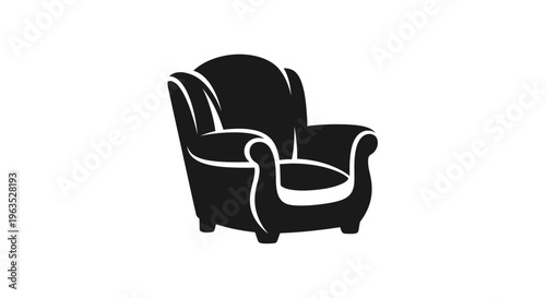 Elegant Classic Armchair Silhouette Icon on Isolated White Background for Luxurious Home Decor