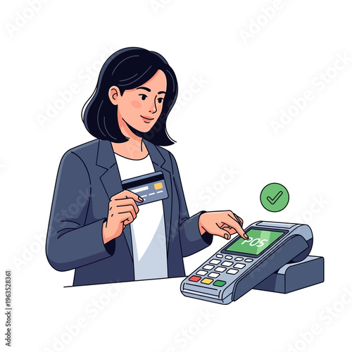 Woman making a payment with credit card.