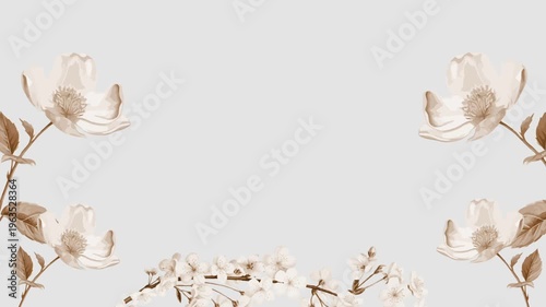 Elegant Autumn Flower Corner Frame Composition for Wedding and Valentine