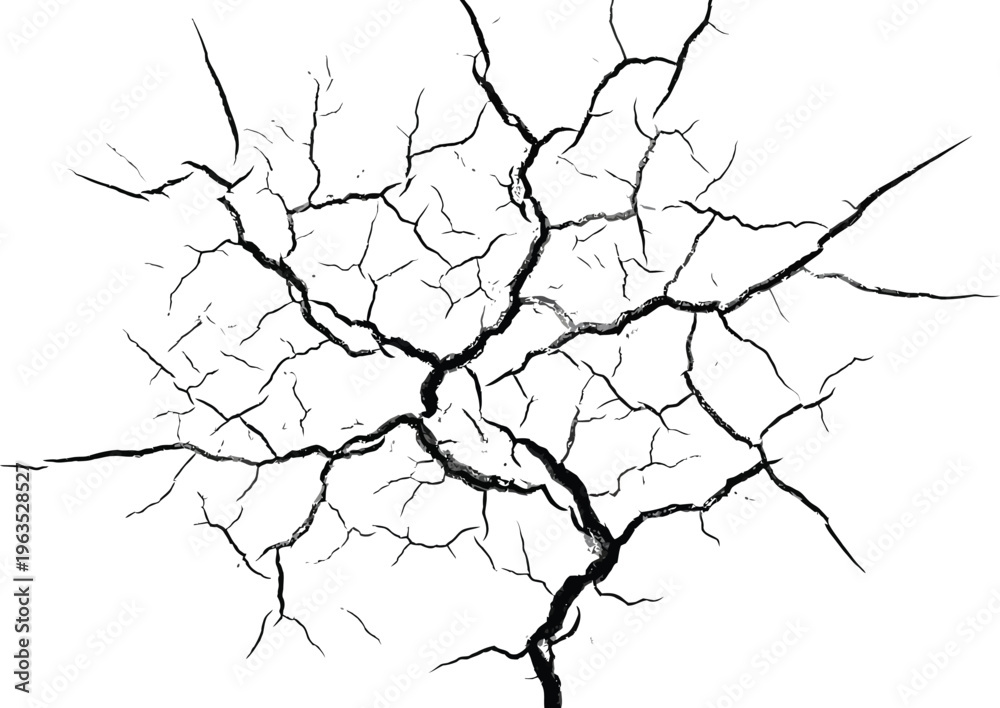 Obraz premium Cracked surface with many black lines