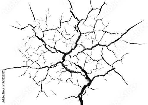Cracked surface with many black lines