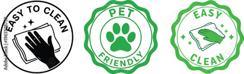 Easy to clean and pet friendly logos