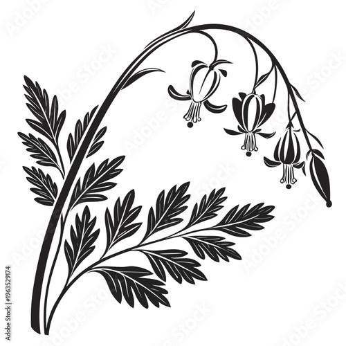 Dutchman’s Breeches Vector Illustration | Woodland Wildflower Botanical Artwork | Unique Spring Flower Design