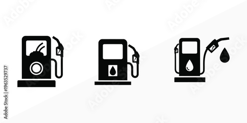 Fuel pump icons representing different fuel dispensers and fuel drop