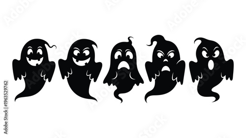 Halloween ghosts silhouette