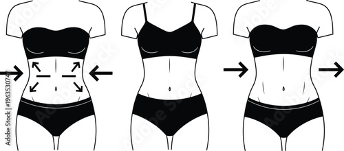 Illustration of women's waist and abdomen shapewear
