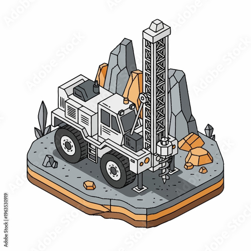 Isometric Drilling Rig Machine for Resource Extraction.