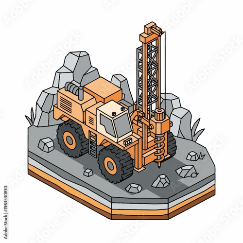 Heavy Duty Drilling Rig Machine Illustration.
