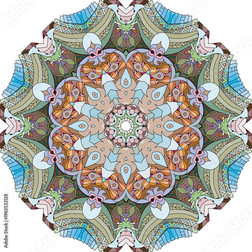 Colorful cute Mandalas. Decorative unusual round ornaments.