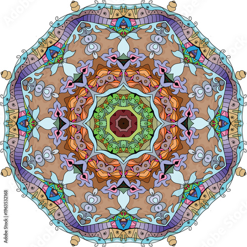 Colorful cute Mandalas. Decorative unusual round ornaments.