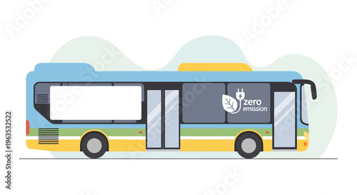 Colorful City Bus Illustration Side View.