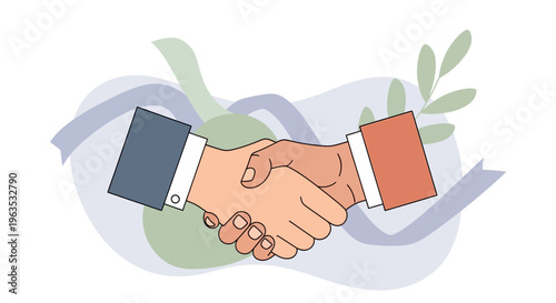 Handshake Illustration Showing Partnership Agreement.