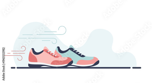 Pair of Running Shoes with Motion.