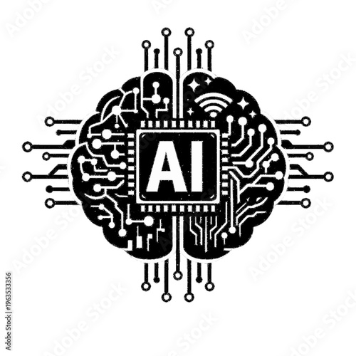 Artificial Intelligence Digital Brain Concept with Integrated Circuitry and Chip