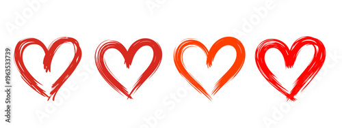 Hand painted red heart on white background romantic Valentine concept artistic love symbol