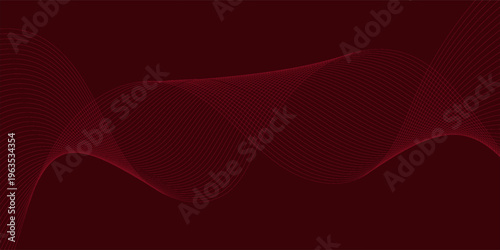Abstract Dark Red Wave Background with Elegant Thin Lines