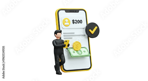 3D Illustration of Mobile Payment Transaction