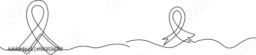 Continuous line art drawing of two awareness ribbons for medical support and health hope Vector