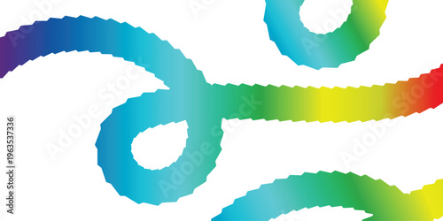 Abstract Colorful Rainbow Gradient Wavy Line Art on White Background, Vibrant Fluid Motion Stroke Design for Modern Minimalist Background and Banner