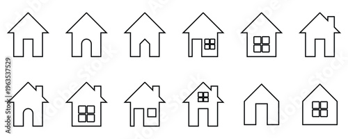 Modern Stock House Icon Set. Real Estate House Icon Collection. Thin line, outline and stroke style for apps and website. Vector illustration
