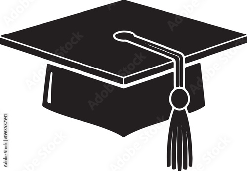 Graduation cap icon, academic symbol, education logo, mortarboard sign isolated on Transparent Background