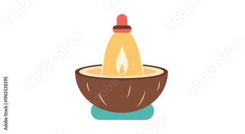 Candle in a Brown Bowl Container.