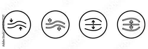 Elasticity icons. editable stroke icon collection eps 10.