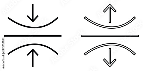 Elasticity icons. editable stroke icon collection eps 10.