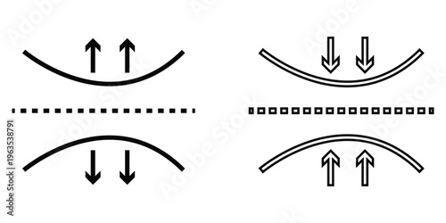 Elasticity icons. editable stroke icon collection eps 10.