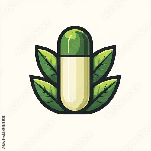 A pharmacy logo featuring green pills, symbolizing healthcare, medicine, and wellness through a clean and modern design