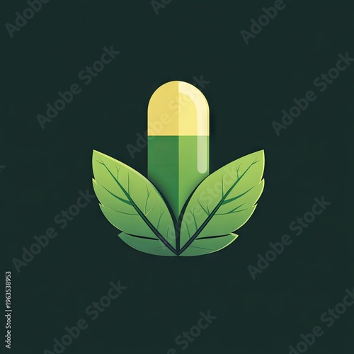 A pharmacy logo featuring green pills, symbolizing healthcare, medicine, and wellness through a clean and modern design