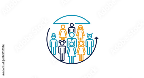 Diverse group of people under protection.