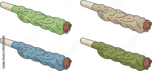 Professional road cyclists riding bicycles in a front view perspective wearing colorful athletic jerseys and helmets vector set.