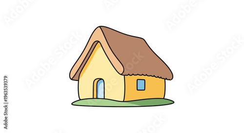 Simple Cartoon House Illustration with Roof.