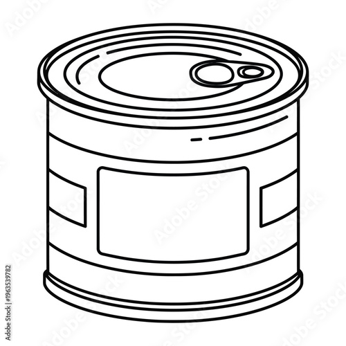 Canned Food Vector Icon, Tin Can Outline Graphic, Preserved Food Container Illustration, Simple Kitchen Staple Symbol