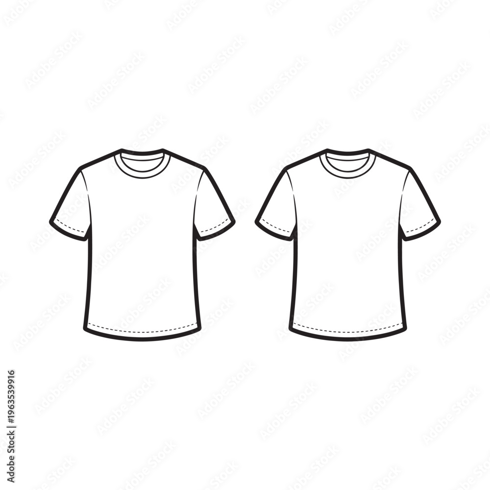 Naklejka premium Two blank t shirts front view isolated on a white background
