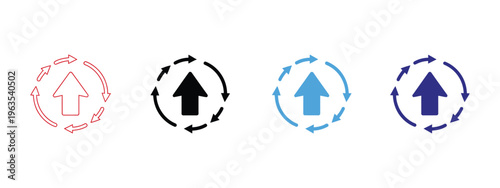 Improvement icons, multi style collection, vector design elements, performance growth, task optimization, process enhancement, productivity and efficiency concept, solid, outline.
