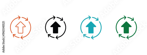 Improvement icons, multi style collection, vector design elements, performance growth, task optimization, process enhancement, productivity and efficiency concept, solid, outline.
