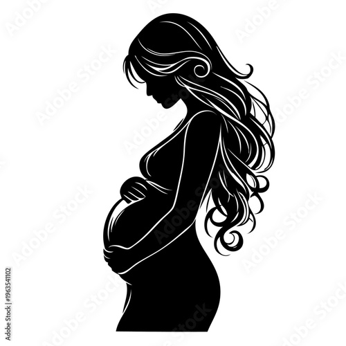 pregnant woman silhouette, expecting mother, pregnancy