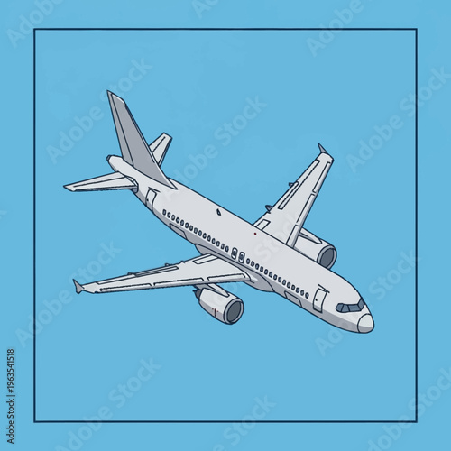 Modern Passenger Jet Airplane Flying High in the Sky.