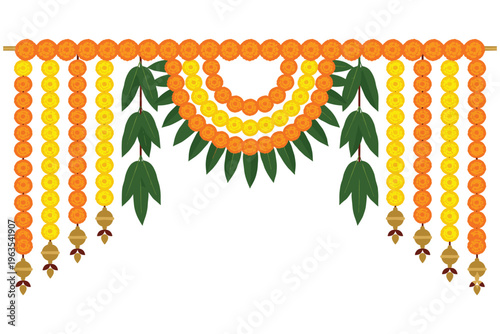 Traditional Indian flower garland decoration for celebrations.