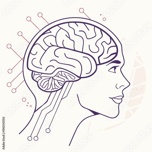 Artificial intelligence human profile head with brain circuitry and data connections