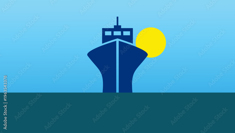 Fototapeta premium Ship harbor tower coastal structure vector illustration design element for maritime navigation lighthouse control and sea port concept