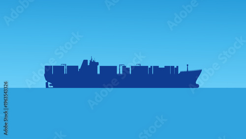 Cargo ship silhouette sea transport vector illustration design element for shipping logistics maritime delivery and global trade concept