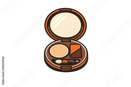 Makeup compact with mirror and applicator on display in simple design used for daily beauty routine in modern setting