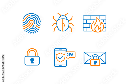 Security icons showing different methods and tools for online protection and safety measures against threats