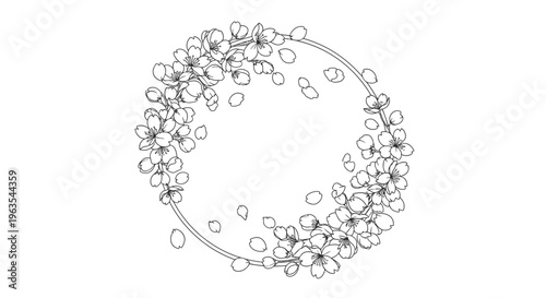 Delicate Circular Frame of Small Blooming Flowers, Ideal for Spring and Wedding Designs, Isolated White Background