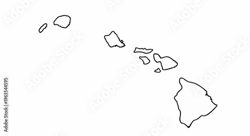 Outlined map of the Hawaiian Islands